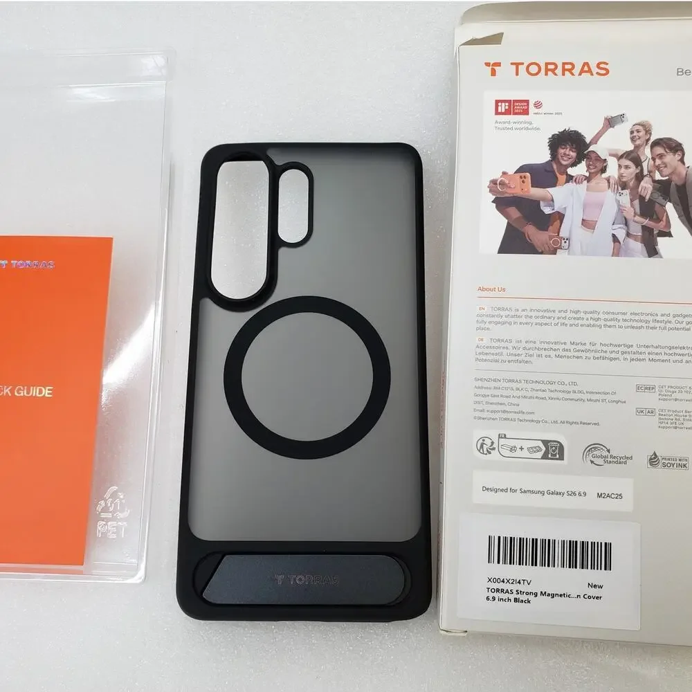 TORRAS Strong Magnetic Case with Kickstand for Samsung Galaxy S26 Ultra - Black